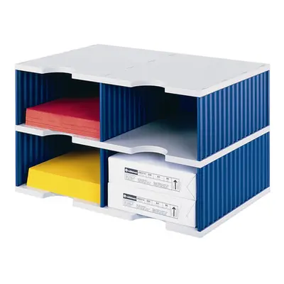 Styro® Sortierstation styrodoc Jumbo, DIN C4, 2 Etagen/2-reihig/4 Fächer, blau