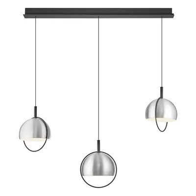 Pendellampe Hoop Silber Aluminium/Eisen 100 cm - Farbe: Aluminium matt - LED - Lichtfarbe: Warmweiss - LED Energiesparlampen