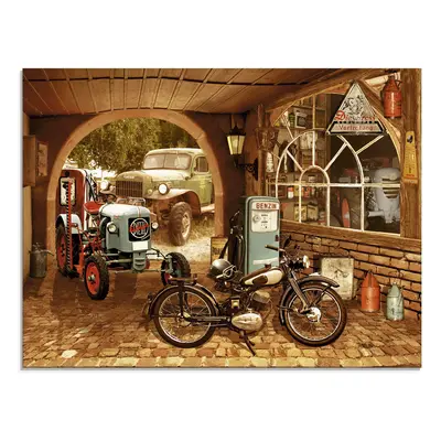 Artland Glasbild "Werkstatt mit Traktor und Motorrad" Traktoren 1 Stk. tlg. in verschiedenen Grössen