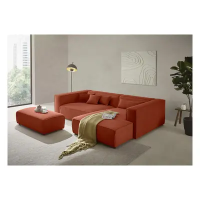 LeGer Home by Lena Gercke Ecksofa "PIARA XXL Struktur, L-Form, Schlaffunktion" Hocker stellbar zum Schlafsofa (Krokodilverbinder