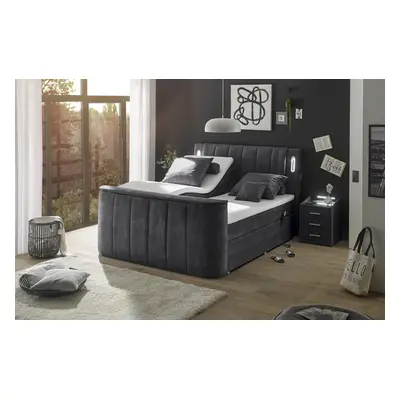 ED EXCITING DESIGN Boxspringbett "Dallas" 6 Stk. tlg. inkl. Topper, LED-Beleuchtung, motorisierter TV Halterung und Motor