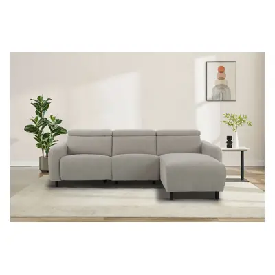 GOODproduct Ecksofa "SKAANE Struktur, L-Form, 274 cm, manuelle/elektrische Relaxfunktion," rundes Design, Kopfteilverstellung, F
