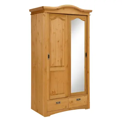 GOODproduct Schiebetürenschrank "Konrad" B/H/T ca. 111/207/64 cm, Breite 111 cm, aus massiver, FSC-zertifizierter Kiefer