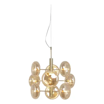 Pendellampe Explosion Braun Metall B 53 H 53 cm - Farbe: Bernstein - Material: Metall/Glas