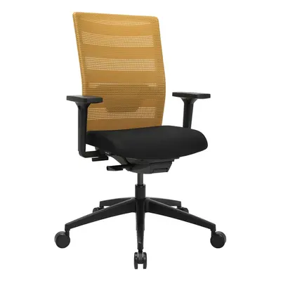 Office swivel chair Topstar AirWork with 2D armrests, Yellow, New, Ergonomic chair - ideal for flexible working