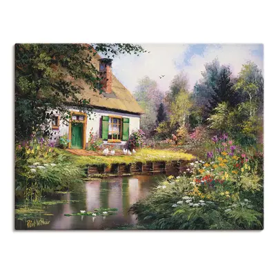 Artland Leinwandbild "Am Bach" Garten 1 Stk. tlg. auf Holzrahmen gespannt