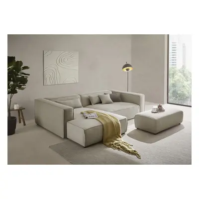 LeGer Home by Lena Gercke Ecksofa "PIARA XXL Struktur, L-Form, Schlaffunktion" Hocker stellbar zum Schlafsofa (Krokodilverbinder