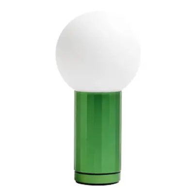 Designer-Tischlampe HAY Turn On weiss Grün H 19.5 cm - Farbe: Grün, Weiss - Material: Aluminium - LED - Lichtfarbe: Extra warmwe