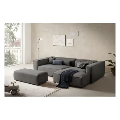 LeGer Home by Lena Gercke Ecksofa "PIARA XXL Leinenoptik, L-Form, Schlaffunktion" Hocker stellbar zum Schlafsofa (Krokodilverbin