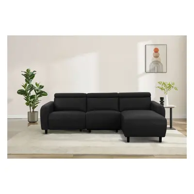 GOODproduct Ecksofa "SKAANE Lederoptik, L-Form, 274 cm, manuelle/elektrische Relaxfunktion," rundes Design, Kopfteilverstellung,