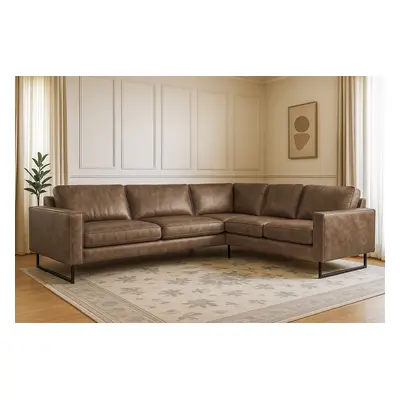 Home affaire Ecksofa "Pinto, XXL, 250/290 cm, langer Schenkel, Ottomane" Cord, Chenille, Lederoptik, mit Keder, Metallfüsse, Wel