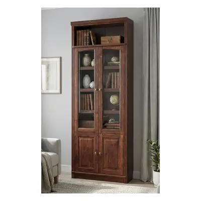 GOODproduct Vitrine "Soeren Regal mit 2 Glastüren und 2 Holztüren, B/TH: 80/29/220 cm" Kiefer FSC-zertifiziert, 1 offenes Fach, 