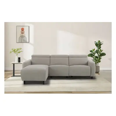 GOODproduct Ecksofa "SKAANE Struktur, L-Form, 274 cm, manuelle/elektrische Relaxfunktion," rundes Design, Kopfteilverstellung, F