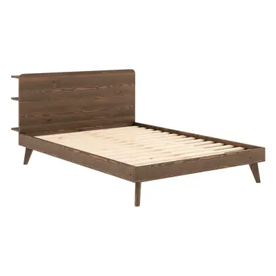 Karup Design Bettgestell "RETREAT BED" aus Kiefer massiv mit Lattenrost, Kopfteil mit 3 Ablagen
