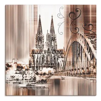 Artland Leinwandbild "Köln Skyline Collage VI" Architektonische Elemente 1 Stk. tlg. auf Holzrahmen gespannt