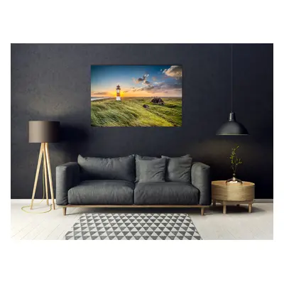 queence Acrylglasbild "Edgar" Himmel  Landschaft  Leuchtturm  Spa  Spa Bilder  Wiesen & Bäume 1 Stk. tlg. Fine Art-Print in Gale