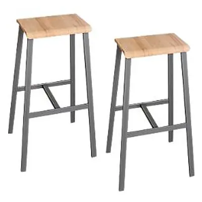 Barhocker Meeting Point, Industriedesign, Eiche-Echtholz Furnier, Rohstahlbeine, Sitzhöhe 770 mm, 2 Stück