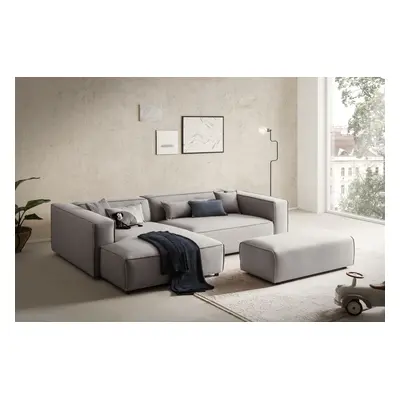 LeGer Home by Lena Gercke Ecksofa "PIARA XXL Leinenoptik, L-Form, Schlaffunktion" Hocker stellbar zum Schlafsofa (Krokodilverbin
