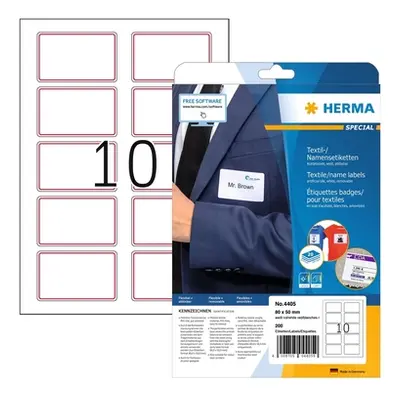 Namens- und Textiletiketten Herma, A4, 80 x 50 mm, selbstklebend, roter Rand, 200 Stück
