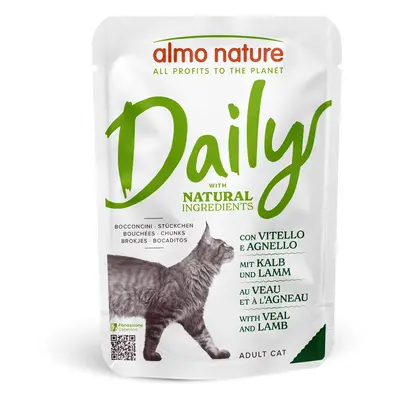 Almo Nature Daily mit Kalb und Lamm, Nassfutter für Katzen (70g)