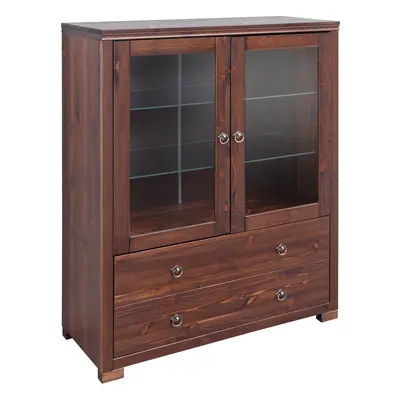 GOODproduct Highboard "Gotland" Vitrine, Breite 101 cm, Türen mit Glaseinsätzen, aus massiver Kiefer