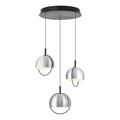 Pendellampe Hoop Silber Aluminium/Eisen 43 cm - Farbe: Aluminium matt - LED - Lichtfarbe: Warmweiss - LED Energiesparlampen