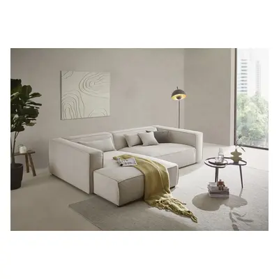 LeGer Home by Lena Gercke Ecksofa "PIARA XXL Strukturstoff, Big-Sofa, L-Form" wahlweise Ottomane rechts/links, Kedernaht, extra 