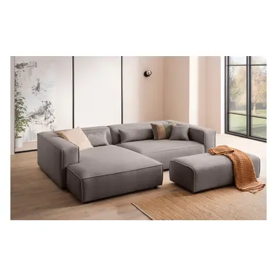 LeGer Home by Lena Gercke Ecksofa "PIARA XXL Cord, L-Form, Schlaffunktion" Hocker stellbar zum Schlafsofa (Krokodilverbinder), t