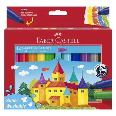 FABER-CASTELL Faserschreiber Jumbo 154311 12 Farben, super washable