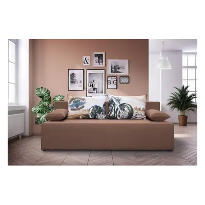 exxpo - sofa fashion 3-Sitzer "Tabou Motorrad Schlafsofa" mit Schlaffunktion und Bettkasten, inkl. loser Zier- und Rückenkissen