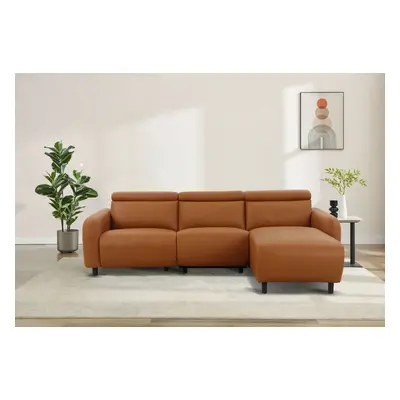 GOODproduct Ecksofa "SKAANE Lederoptik, L-Form, 274 cm, manuelle/elektrische Relaxfunktion," rundes Design, Kopfteilverstellung,