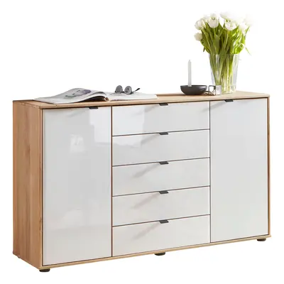 WIEMANN Kombikommode "Cardiff Sideboard, Wäscheschrank, teilmassiv Erle, mit Schubladen" Kommode 141x86x43 cm, braun, mit Dämpfu