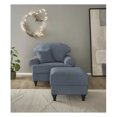 GOODproduct Sessel "Westminster, Set in hochwertigem Microfaserbezug, 5 Farben verfügbar" Set, 1Sessel, 1 Hocker, 2 Stk. tlg. En