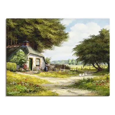 Artland Leinwandbild "Bauernhaus" Garten 1 Stk. tlg. auf Holzrahmen gespannt