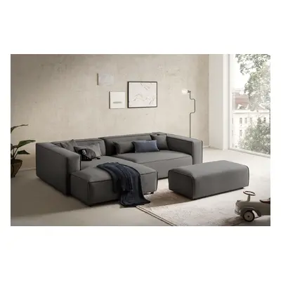 LeGer Home by Lena Gercke Ecksofa "PIARA XXL Leinenoptik, L-Form, Schlaffunktion" Hocker stellbar zum Schlafsofa (Krokodilverbin