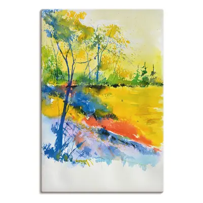 Artland Leinwandbild "Landschaft im Sonnenlicht" Wald 1 Stk. tlg. auf Holzrahmen gespannt