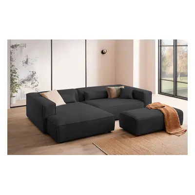 LeGer Home by Lena Gercke Ecksofa "PIARA XXL Cord, L-Form, Schlaffunktion" Hocker stellbar zum Schlafsofa (Krokodilverbinder), t