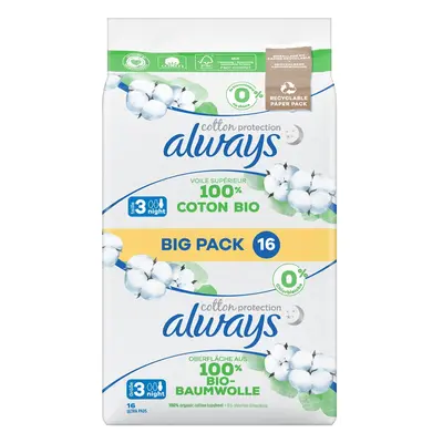 always Ultra Binde Cotton Protection Gr3 Night mit Flügeln BigPack 16 Stk