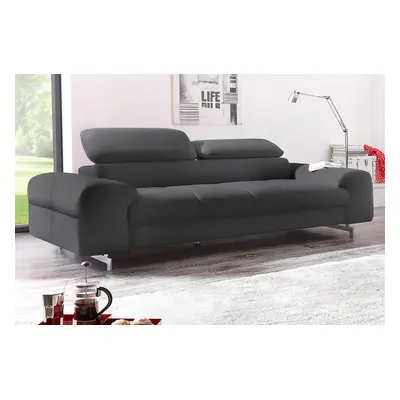 COTTA 3-Sitzer Big-Sofa mit Kopfteilverstellung, edle Metallkufen