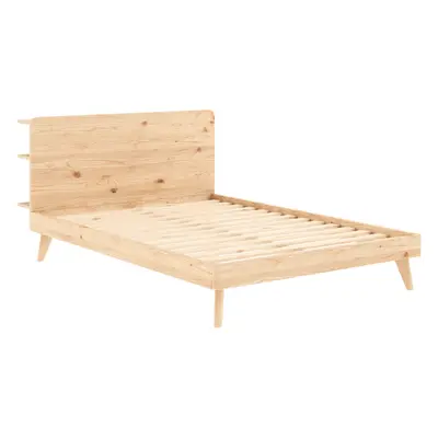 Karup Design Bettgestell "RETREAT BED" aus Kiefer massiv mit Lattenrost, Kopfteil mit 3 Ablagen