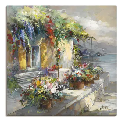 Artland Leinwandbild "Veranda am See" Garten 1 Stk. tlg. auf Holzrahmen gespannt