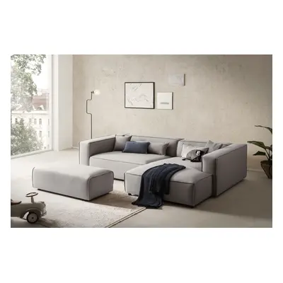 LeGer Home by Lena Gercke Ecksofa "PIARA XXL Leinenoptik, L-Form, Schlaffunktion" Hocker stellbar zum Schlafsofa (Krokodilverbin