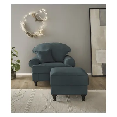 GOODproduct Sessel "Westminster, Set in hochwertigem Microfaserbezug, 5 Farben verfügbar" Set, 1Sessel, 1 Hocker, 2 Stk. tlg. En