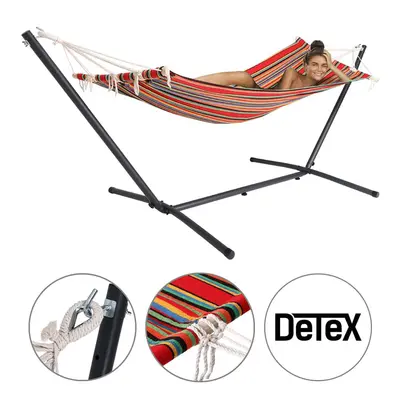 Hängematte mit Metallgestell Rot-Bunt 200 x 80cm