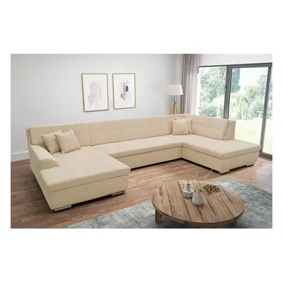 DOMO collection Wohnlandschaft "Treviso incl. Zierkissen, moderne Steppung, XXL: B/T/H: 364/201/83 cm" wahlweise mit Bettfunktio