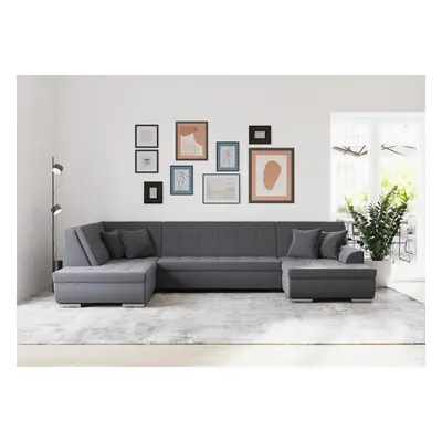 DOMO collection Wohnlandschaft "Treviso incl. Zierkissen, moderne Steppung, XXL: B/T/H: 364/201/83 cm" wahlweise mit Bettfunktio