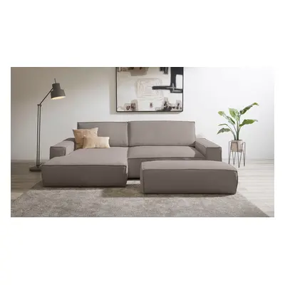 Home affaire Polsterecke "SHERWOOD XXL tief, L-Form, Schlaffunktion, Bigsofa, Cord, Leinenoptik" stellbar zum Schlafsofa (Krokod