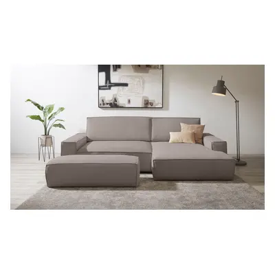 Home affaire Polsterecke "SHERWOOD XXL tief, L-Form, Schlaffunktion, Bigsofa, Cord, Leinenoptik" stellbar zum Schlafsofa (Krokod