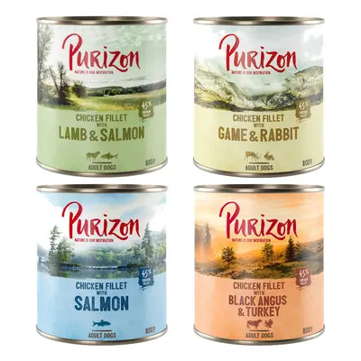 Purizon Original Adult 6 x 800 g - Mixpaket (2 x Black-Angus, 2 x Lamm, 1 x Lachs, 1 x Wild)