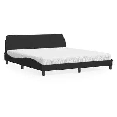 VidaXL Bett mit Matratze Schwarz 180x200 cm Samt